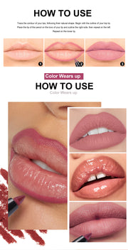Handaiyan 6 Colors Matte Waterproof Velvet Nude Lipstick Pencil Lip Liner Sexy Red Pink Pigments Makeup Long Lasting