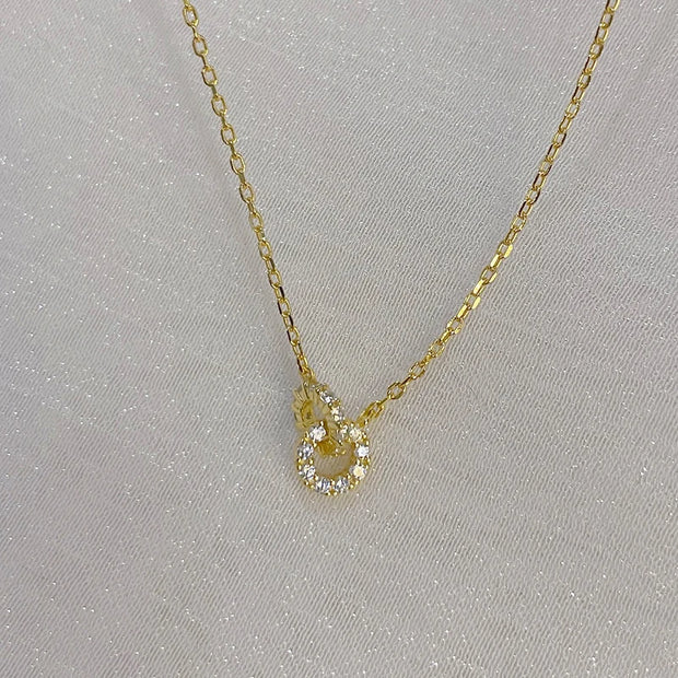 S925 Silver Round Choker Zircon For Women Fashion Chain Minimalist Dainty Double Circle Pendant Necklace Neck Fine Jewelry - Luxe Ladies Moda