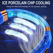New Hanging Neck Fan Ice Magnet Cooler Digital Display Rechargeable Air Conditioner Neck Ventilator With Colorful Light