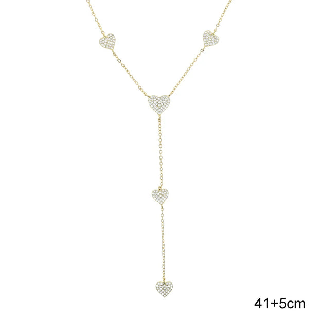 High Quality Micro Pave White CZ Heart Charm Link Chain Necklace Minimal Delicate Fashion Jewelry - Luxe Ladies Moda