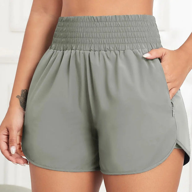 Women Side Zippered Pocket With Inner Lining Shorts Quick Drying Running Fitness Yoga Leisure Sport Shorts - Luxe Ladies Moda