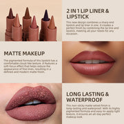 Matte Liner Lipstick Pen Gradient Lip Liner Red Brown Lipsticks Pencil Lasting Waterproof Lip Stick Sexy Women Lip Cosmetics - Luxe Ladies Moda