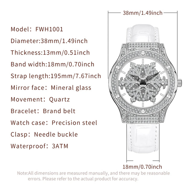 Snowflake Dial Leather Watch - Luxe Ladies Moda