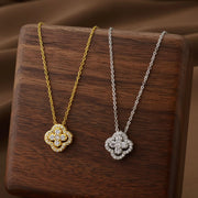 Lucky Four-leaf Clover CZ Necklace For Women's Dynamic Fashion Clavicle Chain Versatile Fashion Accessories - Luxe Ladies Moda