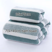 1 pcs Striped Face Towel 35x75cm For Bathroom Or Soft And Absorbent Quick-Drying Experience Microfiber Bath Towel 70x140cm - Luxe Ladies Moda