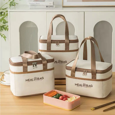 Portable lunch bag food insulated box Waterproof shoulder strap insulated box, hand-held lunch box bag, fresh aluminum DH - Luxe Ladies Moda