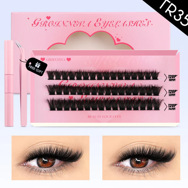 Lash Clusters Set Mixed Tray Lashes Kit Fluffy Individual Lashes Extension with Lash Bond and Seal At Home Makeup - Luxe Ladies Moda