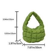 Mini Cloud Pleated Bags for Women Casual Quilted Handbag Nylon Padded Handle Bags Luxury Soft Puffy Bag Designer Underarm Bag - Luxe Ladies Moda