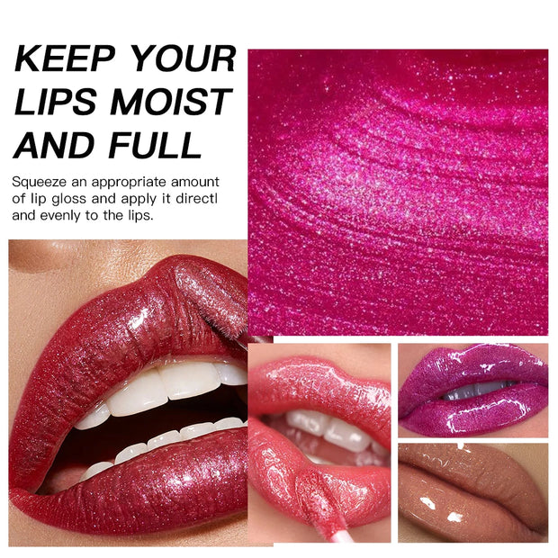 Glitter Lip Gloss Long Lasting Diamond Pearlescent Metallic Liquid Lipstick Moisturizing Lip Glaze Cosmetics - Luxe Ladies Moda