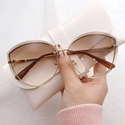 Fashion Cat Eyes Sunglasses Women Metal Female UV400 Vintage Ladies Stylish Design Oversized Square Sunglasses For Women - Luxe Ladies Moda