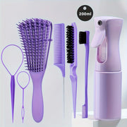 5-Piece Hair Styling Tools Set – Unscented Hair Care Kit with Octopus Detangler Brush & Comb for Curly/Normal Hair - Luxe Ladies Moda