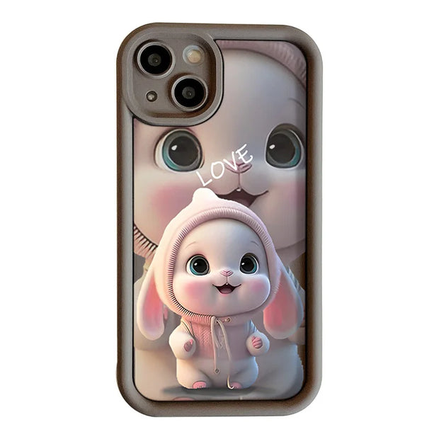 Lovely Pink Rabbit Silicone Case For Samsung Galaxy S24 S23 Ultra S22 S21 Plus S20 FE A12 A32 A52 A52S A23 A33 A53 A14 A34 A54 - Luxe Ladies Moda