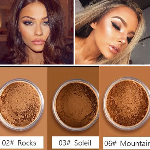 Makeup Loose Setting Powder Matte Mineral Oil-Control Long-Lasting Face Concealer Finishing Bronzer Contour for Black Dark Skin