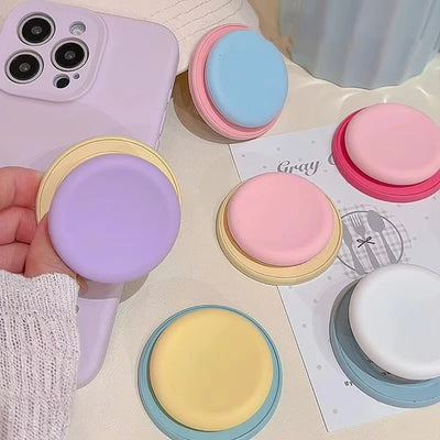 Cute Macaron Silicone Round Magnetic Holder Grip Tok Griptok Phone Stand Holder Support For iPhone 15 For Pad Magsafe Smart Tok - Luxe Ladies Moda