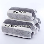 1 pcs Striped Face Towel 35x75cm For Bathroom Or Soft And Absorbent Quick-Drying Experience Microfiber Bath Towel 70x140cm - Luxe Ladies Moda
