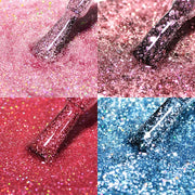6PCS/Set Pink Glitter Gel Nail Polish Set Sequins Semi Permanent Base Matte Top Coat Soak Off LED UV Nail Art Gel Varnish