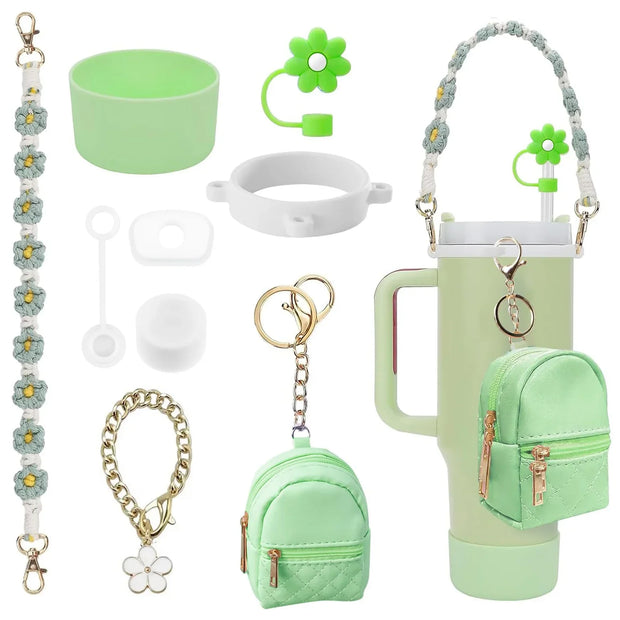 9PCS Cup Accessories Set Water Bottle Handle Strap Coin Purse Silicone Cup Boot Straw Cover for Stanley Cup 30oz & 40oz Tumbler - Luxe Ladies Moda