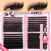 Lash Clusters Set Mixed Tray Lashes Kit Fluffy Individual Lashes Extension with Lash Bond and Seal At Home Makeup - Luxe Ladies Moda