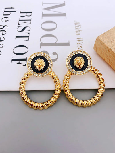 Fashion Women's Zinc Alloy Lion Head Earrings for Daily Wear earrings for women - Luxe Ladies Moda