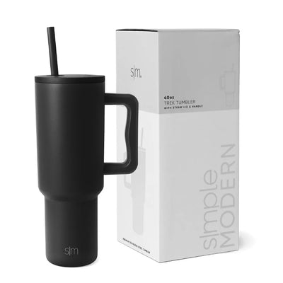 40 Oz Insulated Mug with Handle and Flip Top Straw Reusable Stainless Steel Water Bottle - Luxe Ladies Moda