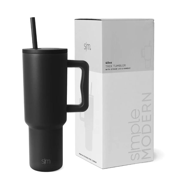 40 Oz Insulated Mug with Handle and Flip Top Straw Reusable Stainless Steel Water Bottle - Luxe Ladies Moda