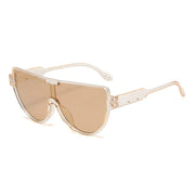 Luxury Brand Designer Half Frame Oversized Sunglasses Women For Men Vintage Fashion Sun Glasses Trendy Punk One Piece Shades - Luxe Ladies Moda