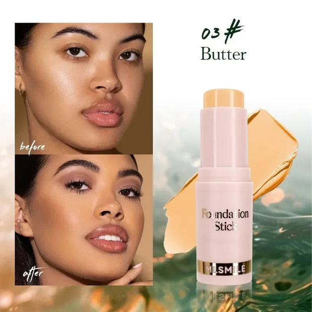 Facial Stick Foundation Full Coverage Dark Skin Foundation Makeup Lasting Oil-control Concealer Base Cream Matte Natural Primer - Luxe Ladies Moda