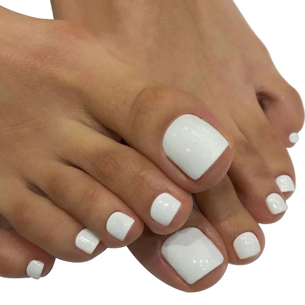 24 PCS Red/White/Black/Yellow/Wine Red Toenails Fake Toe Nails Natural -Solid Color Square Press on Toenails Short - Luxe Ladies Moda