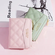 Embroidery Coin Purse Women Wallet Ladies PU Leather Solid Color Short Wallet Zipper Card Bag Card Holder Student Money Bag - Luxe Ladies Moda