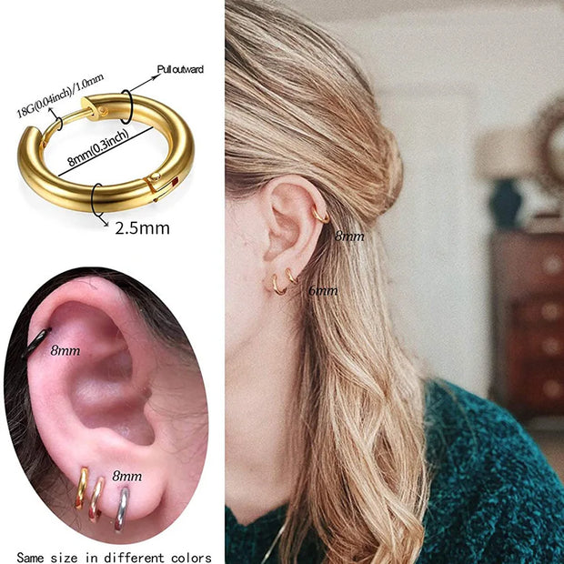 Simple Stainless Steel Small Hoop Earrings for Women - Luxe Ladies Moda