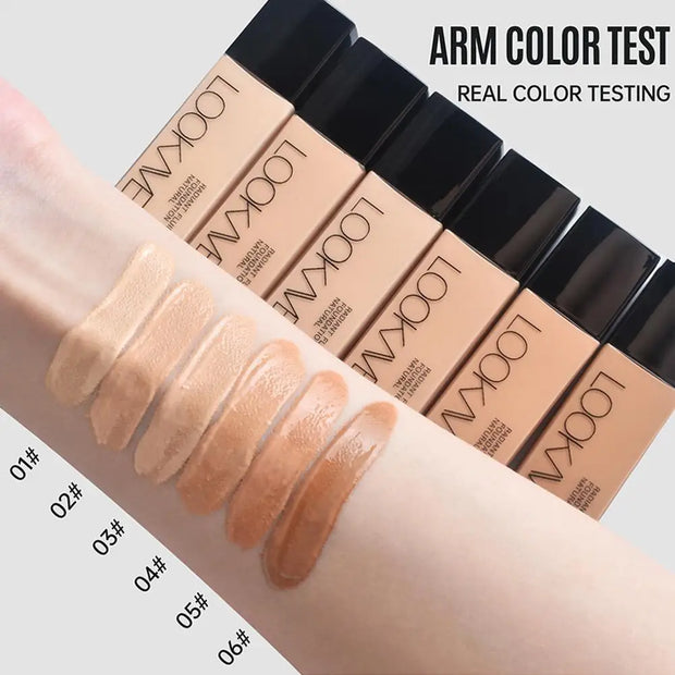 LOOKAVE Liquid Foundation Long Lasting Full Coverage Natural Matte Liquid Foundation Moisturizing Concealer CC Cream Base Makeup - Luxe Ladies Moda