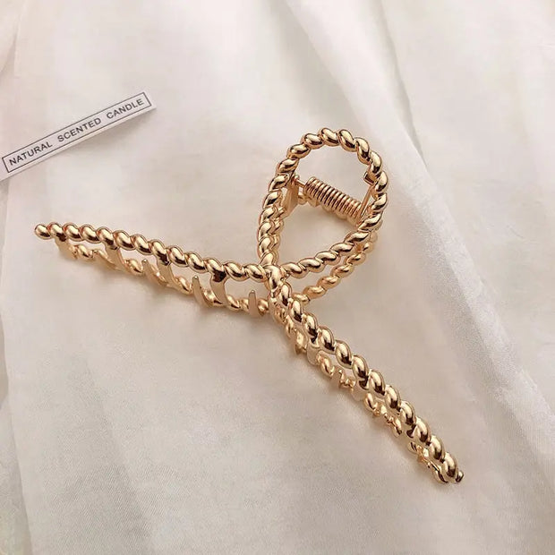 GoldHollow Geometric Hair Clips Metal Hair Claw Cross Hairclip Headband Hairpin Sliver Hair Crab Women Fashion Hair - Luxe Ladies Moda