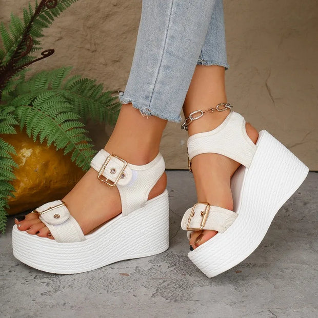 Women’s Super High Heel Peep Toe Muffin Sandals – Thick Sole Summer Platform Sandals - Luxe Ladies Moda