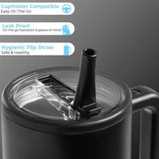 Tumbler Traveler Cup – Stainless Steel Insulated Thermos, Portable Travel Mug with Handle, Lid & Straw - Luxe Ladies Moda