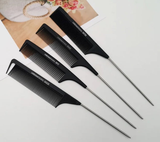 Professional Hair Tail Combs Stainless Steel Salon Cut Styling Comb Spiked Hair Care Styling Tools Barber Accessories Fine Teeth