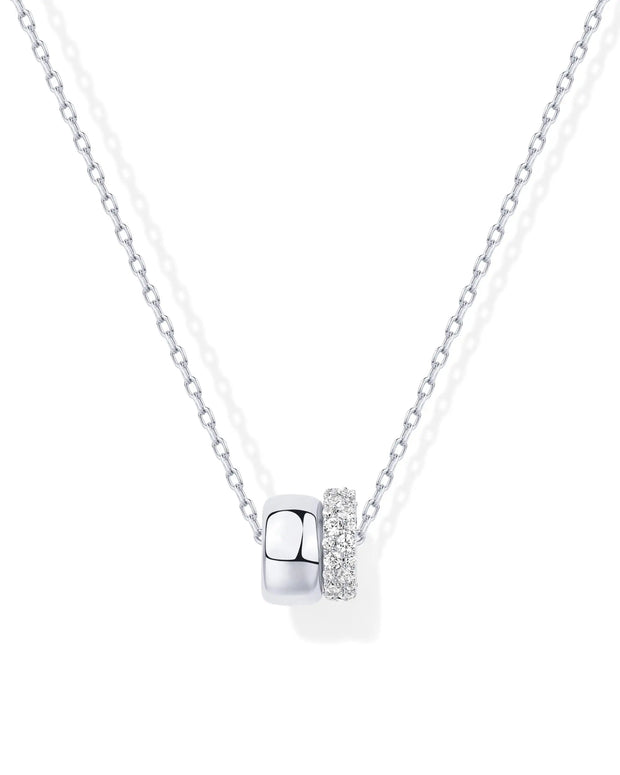 Women Luxury 14K Gold Plated Cubic Zirconia Rondelle Pendant Necklace Lady Girls Two-Toned Dainty Trendy Necklaces - Luxe Ladies Moda