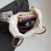 Women Plush Shoulder Bag Fluffy Furry Underarm Bag Large Capacity Fuzzy Purse Solid Handbag for Work Travel Shopping - Luxe Ladies Moda