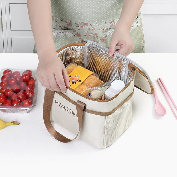 Portable lunch bag food insulated box Waterproof shoulder strap insulated box, hand-held lunch box bag, fresh aluminum DH - Luxe Ladies Moda