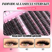 Lash Clusters Set Mixed Tray Lashes Kit Fluffy Individual Lashes Extension with Lash Bond and Seal At Home Makeup - Luxe Ladies Moda