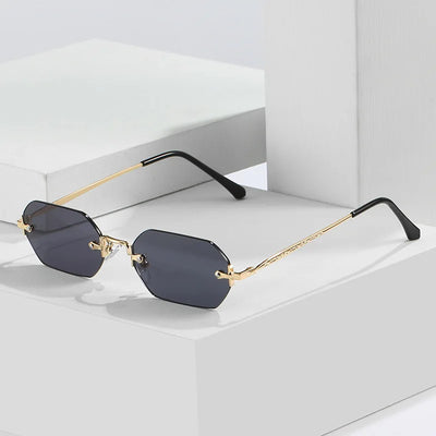 Fashion Vintage Rimless Square Sunglasses Women Men Luxury Brand Designer Popular Travel Small Frame Sun Glasses Sexy Ladies - Luxe Ladies Moda