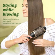 One Step Hair Dryer and Volumiser 1000W Blow Dryer Brush Hot Air Styling Brush Professional Hair Straightener Curler Travel Fri - Luxe Ladies Moda