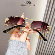 Rimless Sunglasses Women Trendy Luxe Fashion Sunglasses Vintage Glasses - Luxe Ladies Moda