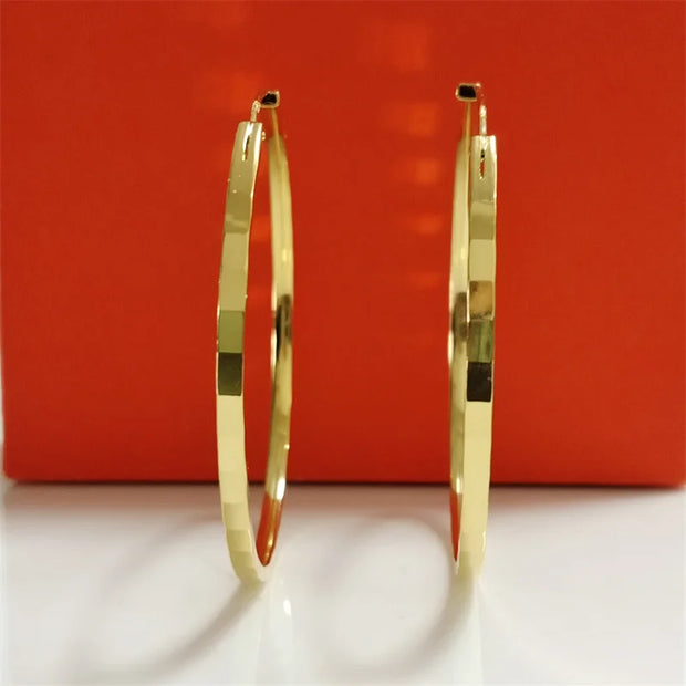 New Fashion18K Gold Plated Hoop Earrings For Women 925 Sterling Silver 2.0mm Fashion Earring 3/4/5/6CM - Luxe Ladies Moda