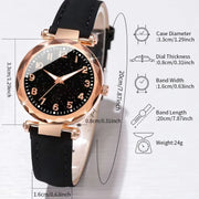 5PCS/Set Women‘s Watches Ladies Fashion Leather Band Analog Quartz WristWatch Bracelets Set - Luxe Ladies Moda