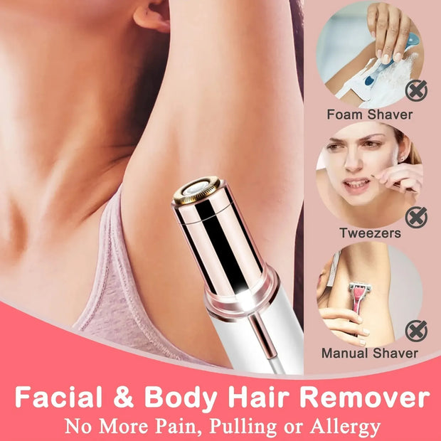 Portable Lipstick Shaped Electric Hair Remover For Women Painless And Effective Facial Hair Removal Home Razor Shaver Tool - Luxe Ladies Moda