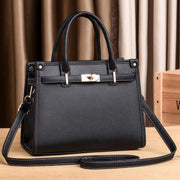 Solid Color Lychee Pattern Shaped Large Capacity Single Shoulder Diagonal Cross Western Style Versatile Women's Bag - Luxe Ladies Moda