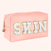 Chenille Letter Cosmetic Bag PU Leather Waterproof Pouch Cute Zipper Organizer, Skin, Hair and Face - Luxe Ladies Moda