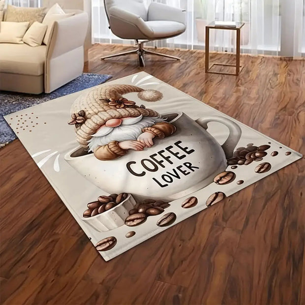 Cozy Gnome and Coffee Print Flannel Blankets - Soft, Warm Sofas, Office Beds, Camping Blankets - Versatile All-season Gifts