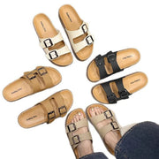 Double Strap Women's Slippers Summer Adjustable Soft Sole Shoes Outdoor Fashion Flat Bottom Sandals Women - Luxe Ladies Moda