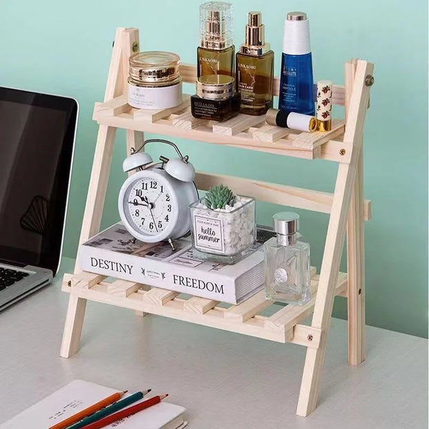 Office minimalist desktop storage rack dormitory desk storage and organization rack double-layer wooden table top storage rack - Luxe Ladies Moda